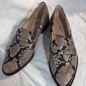 LK Bennett Python Pattern Loafers - Brown and Black